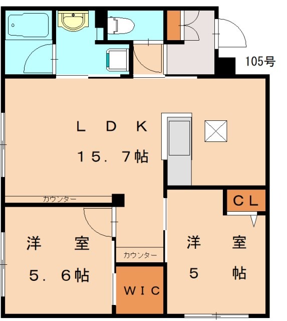 福岡市東区三苫のアパートの間取り