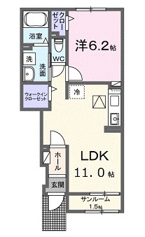 広島市安佐北区口田南のアパートの間取り