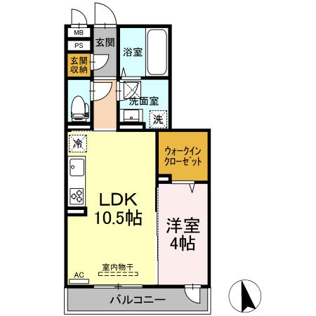 福山市木之庄町のアパートの間取り