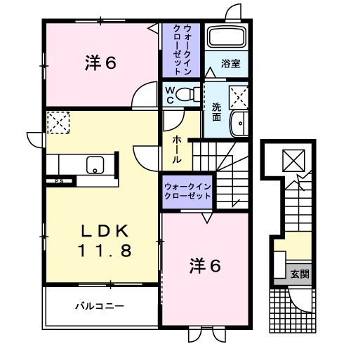 柴田郡大河原町大谷のアパートの間取り