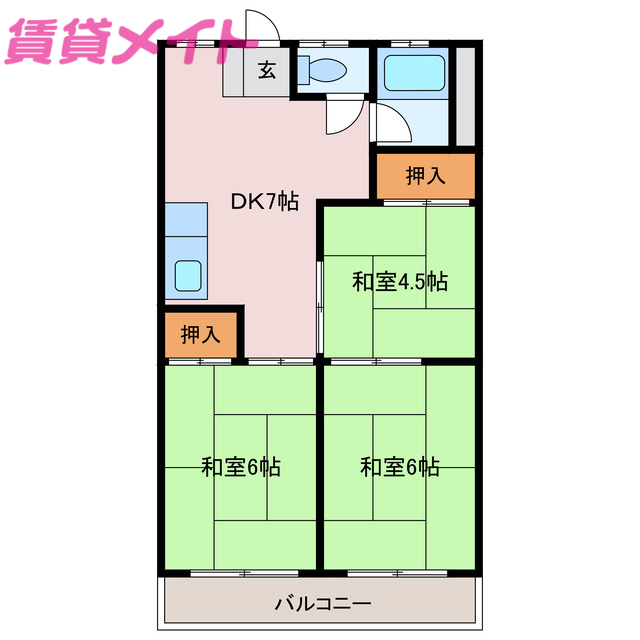 鈴鹿市算所のマンションの間取り