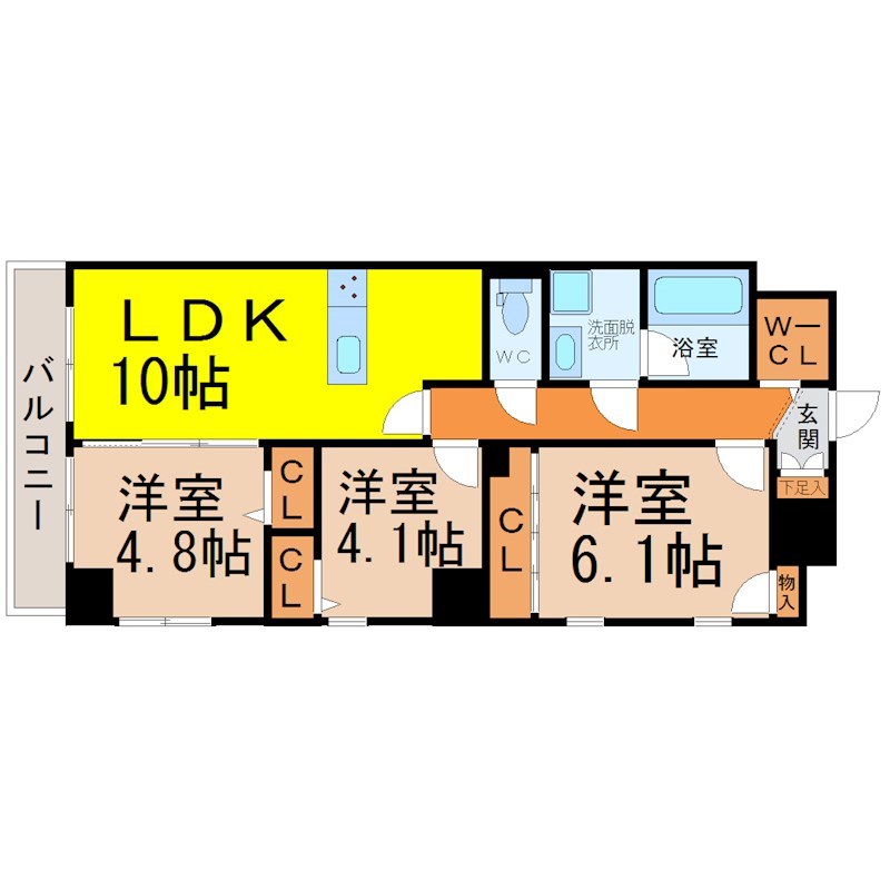 名古屋市中区橘のマンションの間取り