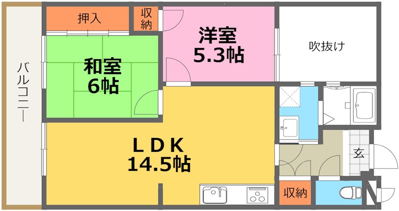 北九州市小倉北区真鶴のマンションの間取り