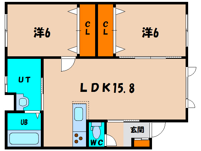 函館市桔梗のアパートの間取り