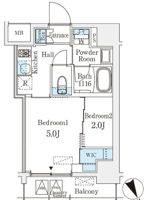 中央区八丁堀のマンションの間取り