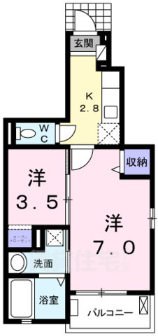 堺市北区奥本町のアパートの間取り