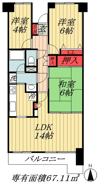 市川市新田のマンションの間取り