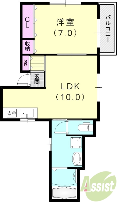 【神戸市垂水区塩屋町のアパートの間取り】