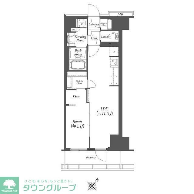 横浜市中区伊勢佐木町のマンションの間取り