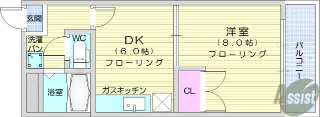 仙台市太白区八木山本町のマンションの間取り