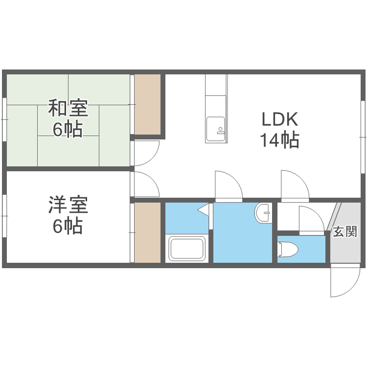 札幌市清田区平岡二条のアパートの間取り