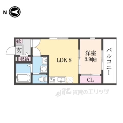 京都市山科区椥辻番所ケ口町のアパートの間取り