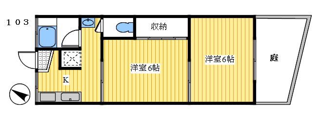 神戸市垂水区塩屋町のアパートの間取り