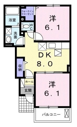 大竹市黒川のアパートの間取り