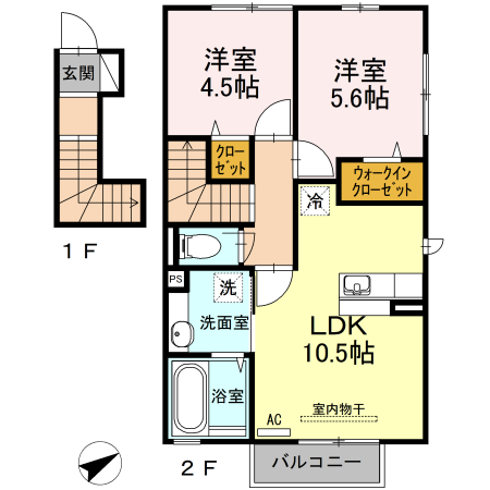 【山口市小郡上郷のアパートの間取り】