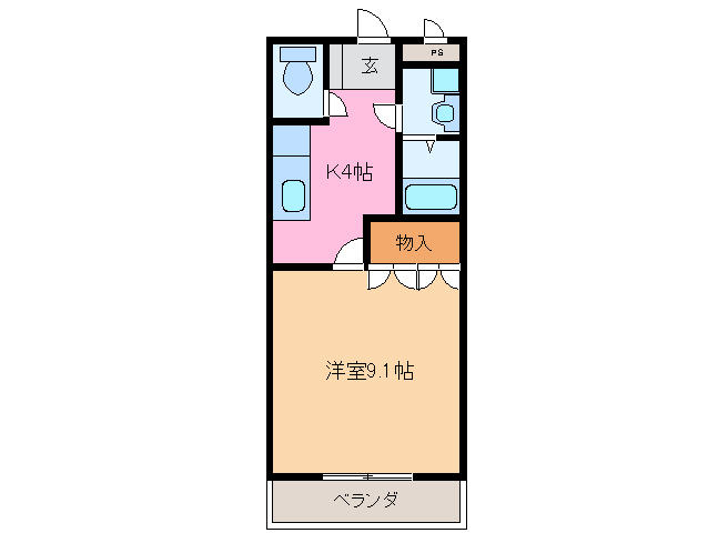 松阪市曽原町のアパートの間取り