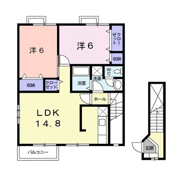 岐阜市西改田のアパートの間取り