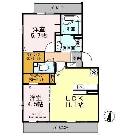 堺市北区大豆塚町のアパートの間取り