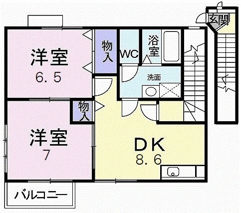 栃木市藤岡町藤岡のアパートの間取り