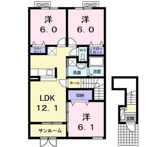 五所川原市字一ツ谷のアパートの間取り