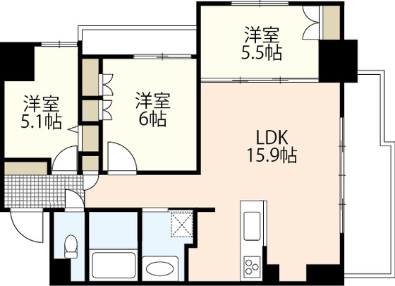 広島市中区上幟町のマンションの間取り