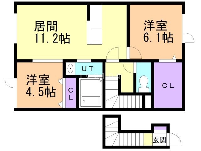 札幌市東区北三十九条東のアパートの間取り