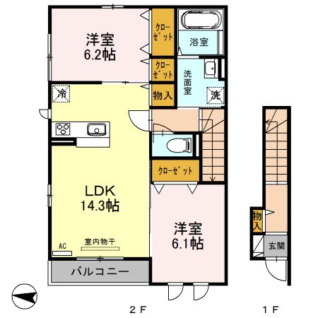 さいたま市浦和区駒場のアパートの間取り