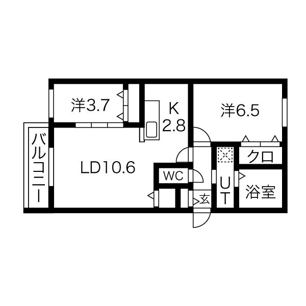 札幌市豊平区月寒西一条のマンションの間取り