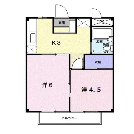 広島市安佐南区上安のアパートの間取り