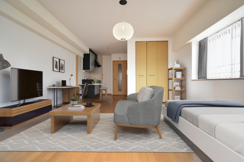 居室・リビング　同物件反転間取りのモデルルームです。現況を優先します。