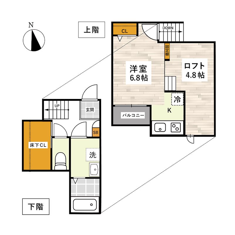 熊本市西区二本木のアパートの間取り