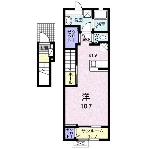 岩沼市押分のアパートの間取り