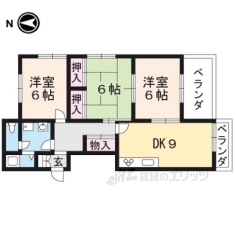 大津市滋賀里のアパートの間取り