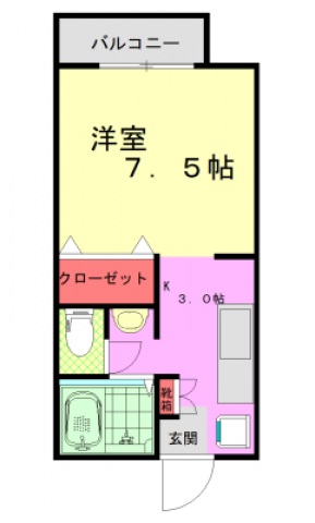 広島市東区牛田旭のアパートの間取り