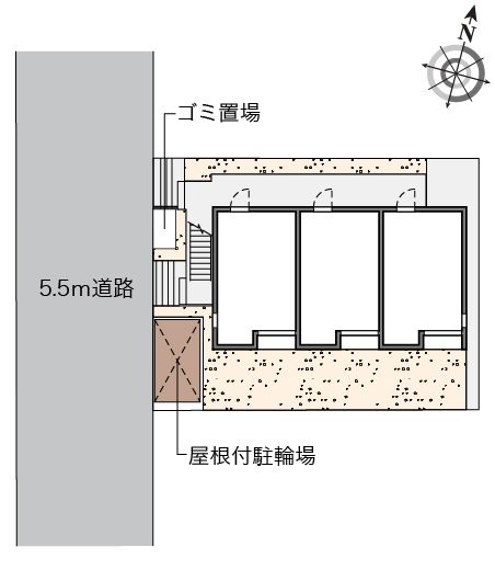 【藤沢市亀井野のアパートの庭】