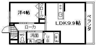 泉北郡忠岡町忠岡中のアパートの間取り