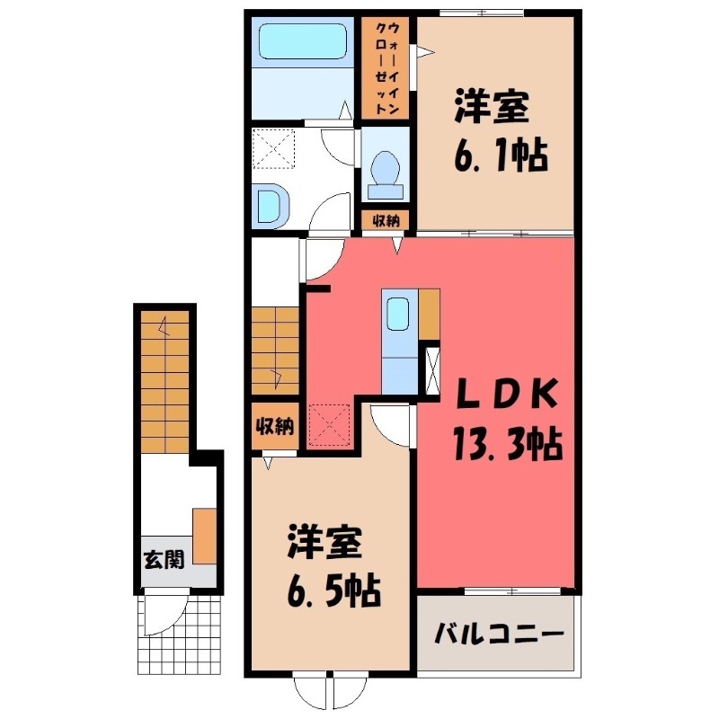 邑楽郡大泉町大字古氷のアパートの間取り