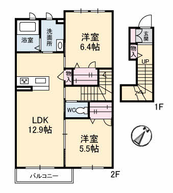 仲多度郡多度津町東浜のアパートの間取り