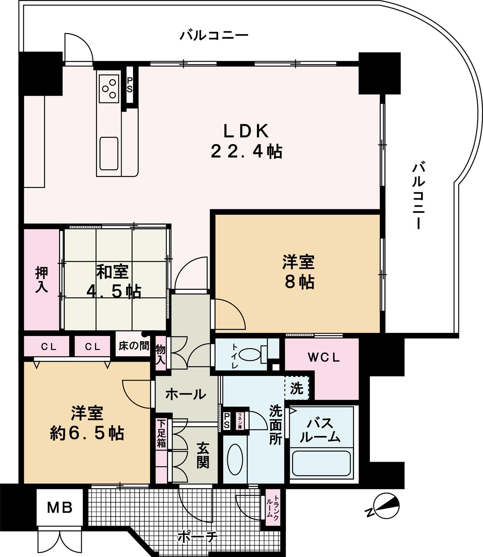 姫路市飾磨区恵美酒のマンションの間取り