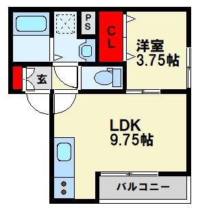 北九州市八幡西区熊西のアパートの間取り