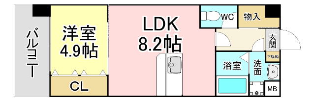 北九州市小倉北区清水のマンションの間取り