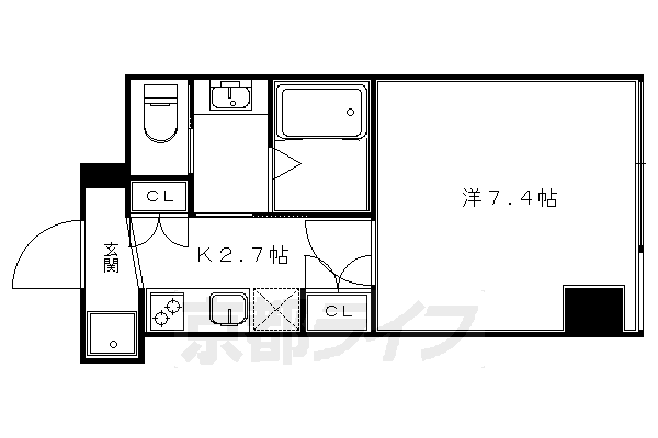 京都市左京区岡崎西天王町のマンションの間取り