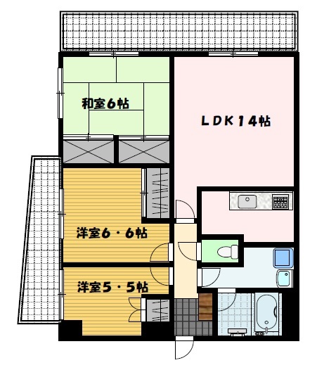 長崎市樺島町のマンションの間取り