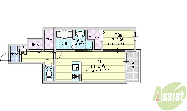 豊中市大島町のアパートの間取り