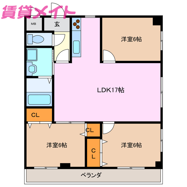 鈴鹿市矢橋のマンションの間取り