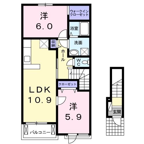 石巻市三和町のアパートの間取り