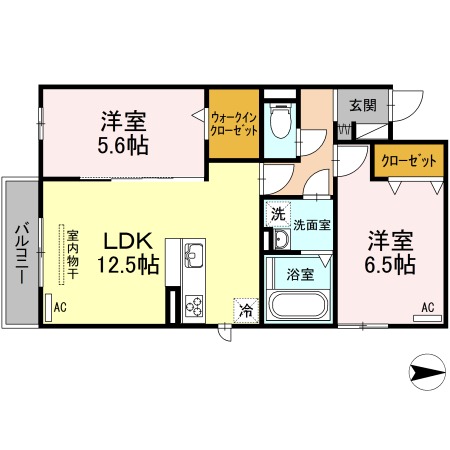 西尾市吉良町上横須賀のアパートの間取り