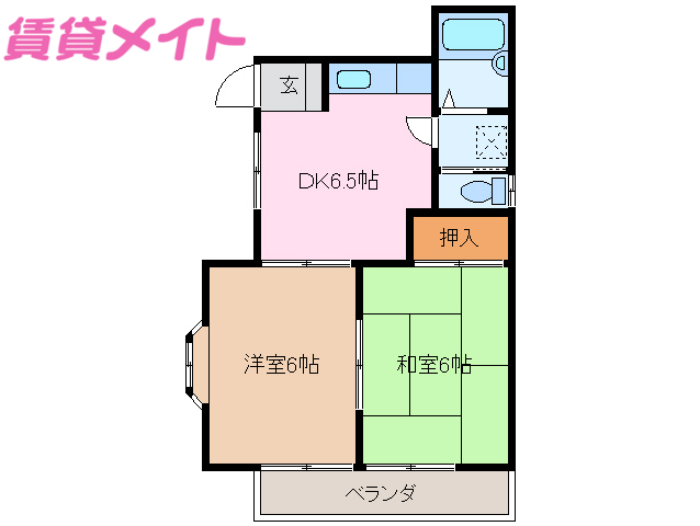 伊勢市岡本のアパートの間取り