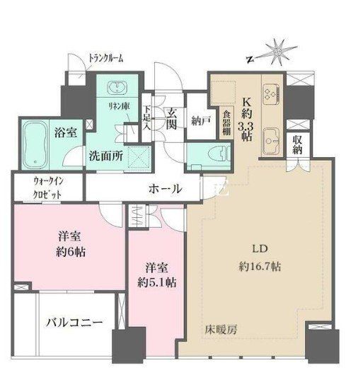 新宿区四谷のマンションの間取り