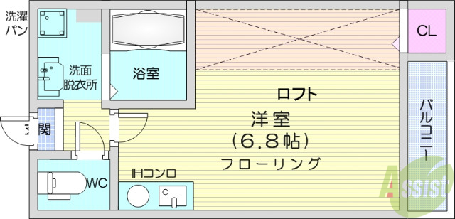 仙台市若林区東八番丁のアパートの間取り